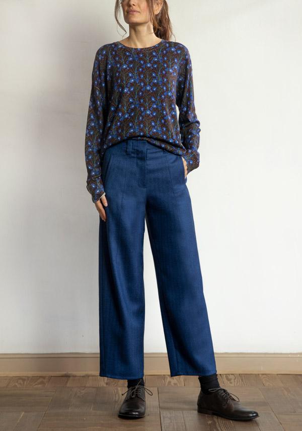 Rose & Lini BARBARA TANI WOOL “PANTS 462 LANA” BLUE Shopping Online