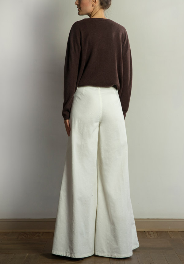 Rose & Lini PS. DON’T FORGET ME “GRACE DYED” WIDE LEG PANTS MILK Consegna Veloce