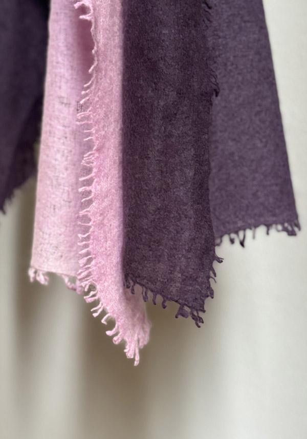 Rose & Lini MIRROR IN THE SKY CASHMERE “OPEN KNITTED DEGRADEE” INKPOT & DEW SCARF Shopping Online