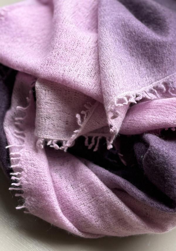 Rose & Lini MIRROR IN THE SKY CASHMERE “OPEN KNITTED DEGRADEE” INKPOT & DEW SCARF Shopping Online