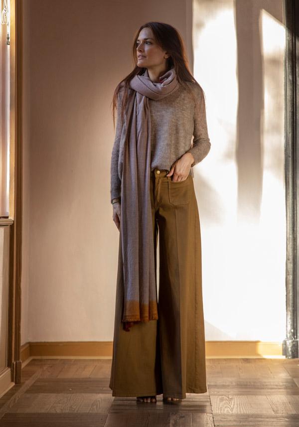 Rose & Lini MIRROR IN THE SKY CASHMERE “MIRROR MELANGE DIP DYE” EARTHY SHAWL Presa