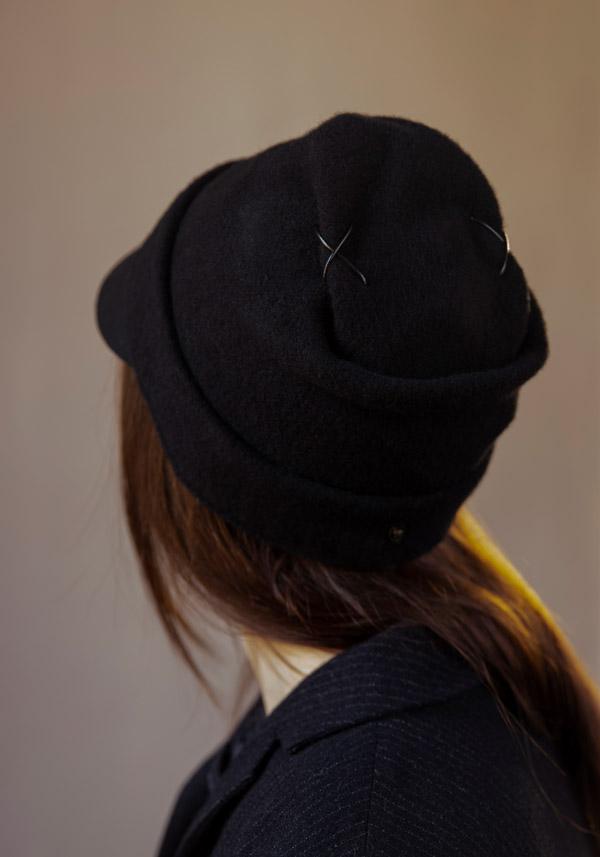Rose & Lini YESEY “MINI FBI” BLACK WOOL HAT Vendita Economica