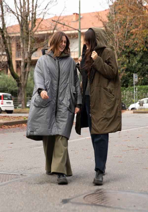 Rose & Lini KIMONORAIN REVERSIBLE “DUST COAT” GREY & GREEN Qualità
