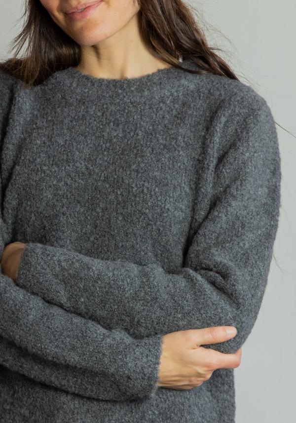 Rose & Lini SAVERIO PALATELLA CASHMERE & SILK “CREW NECK BOXY” GREY KNIT Negozi Online