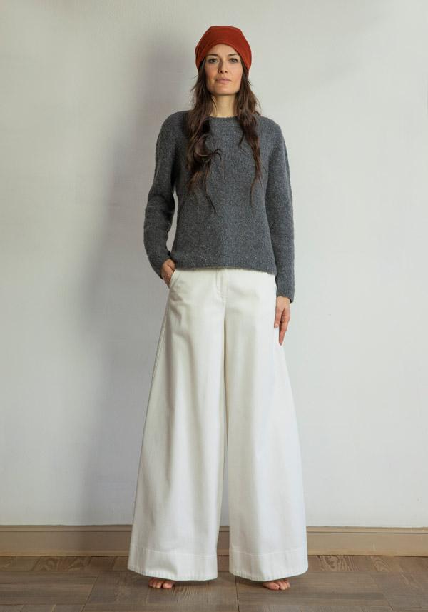 Rose & Lini SAVERIO PALATELLA CASHMERE & SILK “CREW NECK BOXY” GREY KNIT Negozi Online