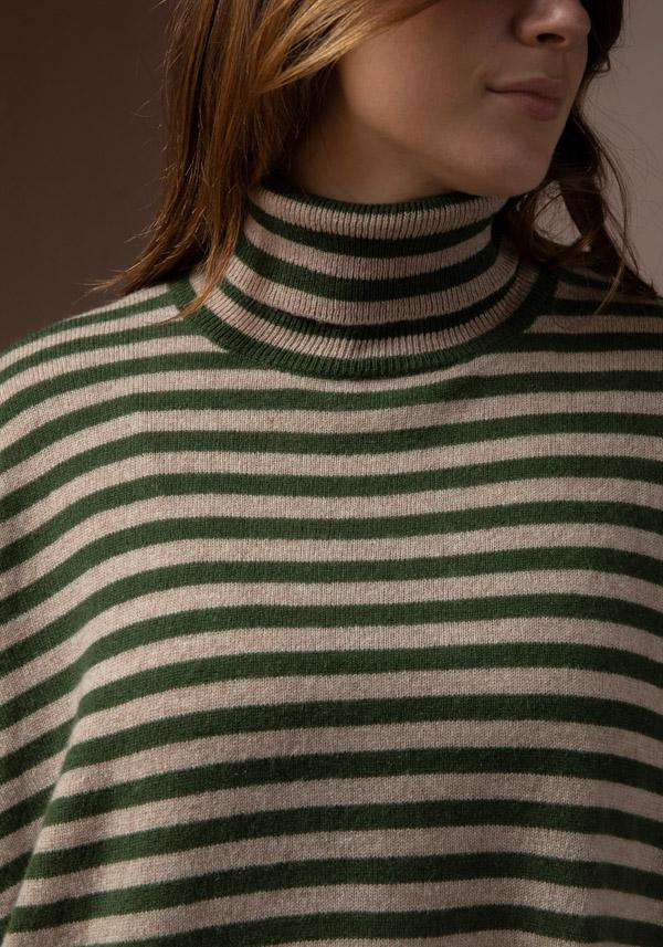 Rose & Lini ABSOLUT CASHMERE “PONCHO JOANNA” STRIPES Consegna Veloce