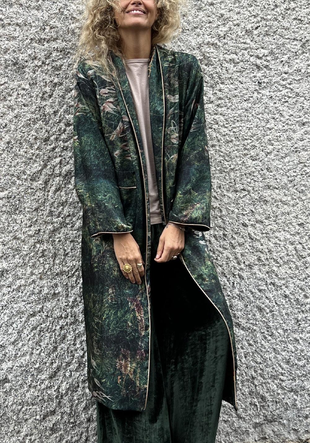Rose & Lini BOKJA SILK “ROBE” REVERSIBLE GARDEN KIMONO Promozione Limitata