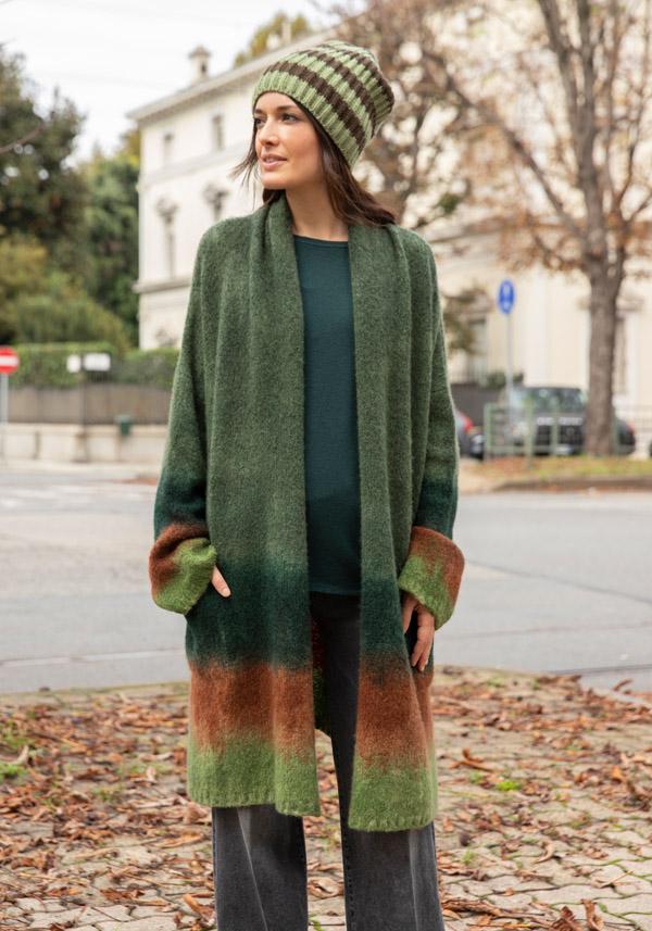 Rose & Lini FISSORE CASHMERE “MARIANNE 3” KAKI LONG CARDIGAN Duty-free