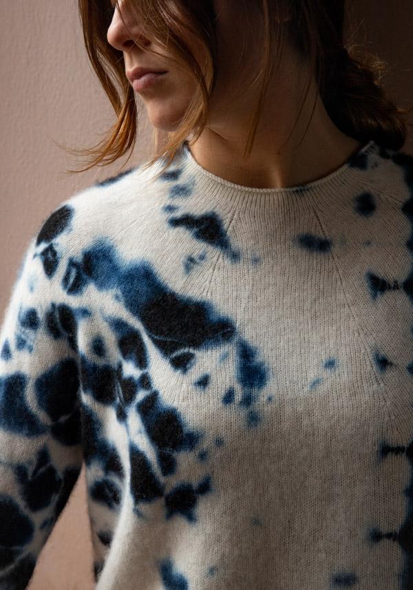 Rose & Lini SUZUSAN CASHMERE “PULL 3028” BLACK & NATURAL Sottocosto