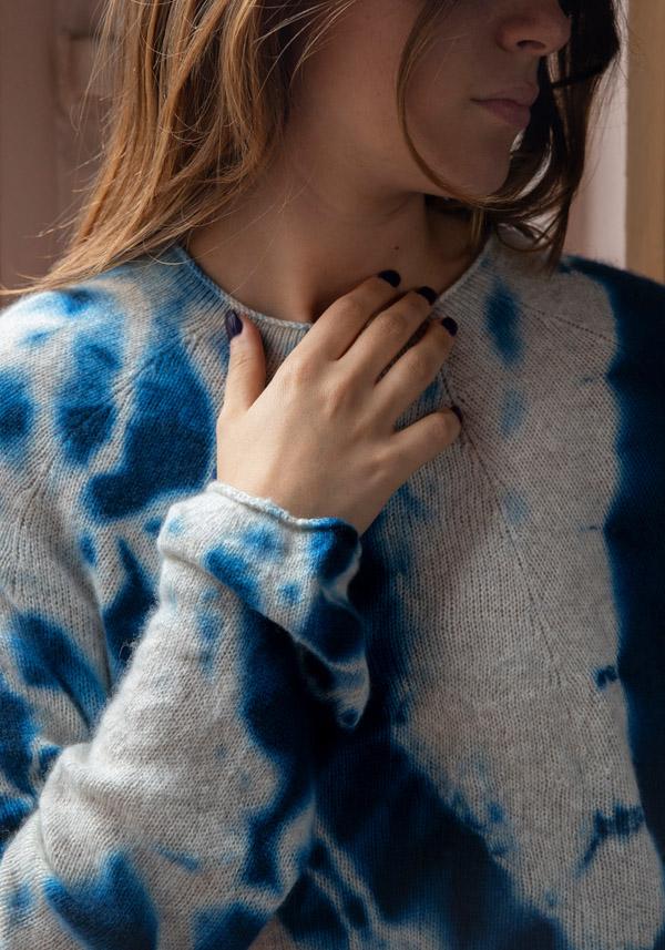 Rose & Lini SUZUSAN CASHMERE “PULL 3028” BLUE & GREY Convenienza