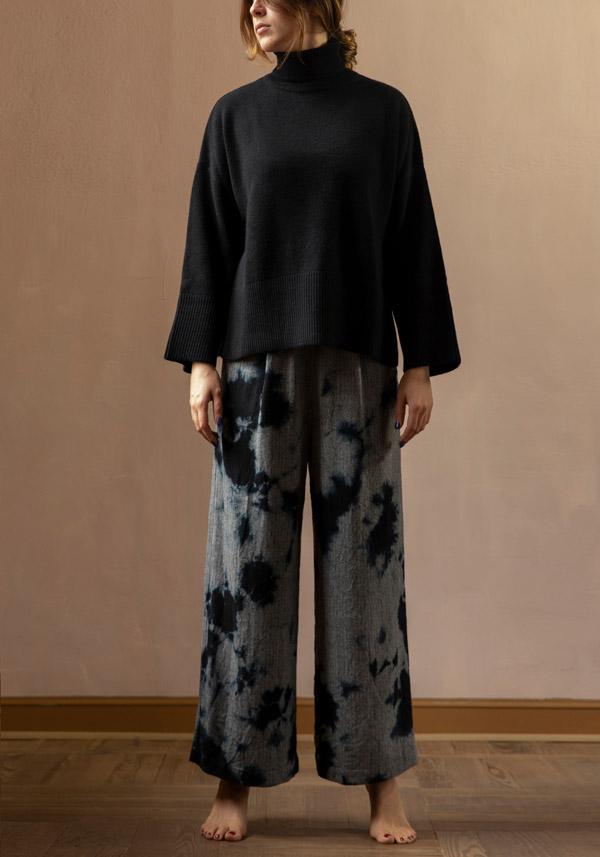 Rose & Lini SUZUSAN WOOL & CASHMER “PANTS 5041” BLACK & GREY Sconto