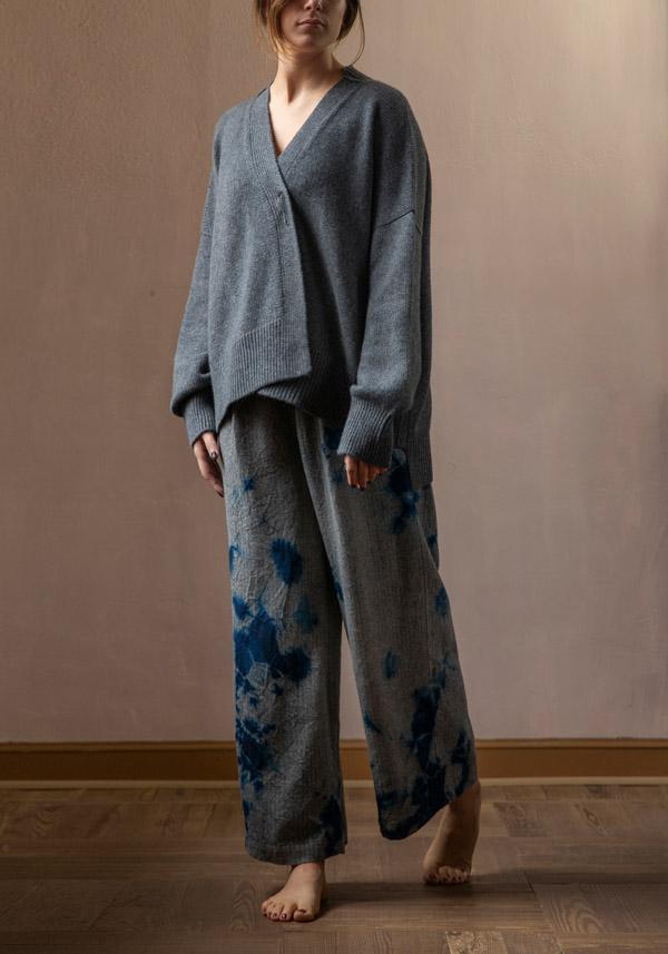 Rose & Lini SUZUSAN WOOL & CASHMER “PANTS 5041” BLUE & BLACK Offerta