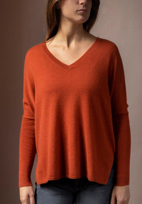 Rose & Lini ABSOLUT CASHMERE “PONCHO CAMILLE” CINNAMON Saldi Di Fabbrica