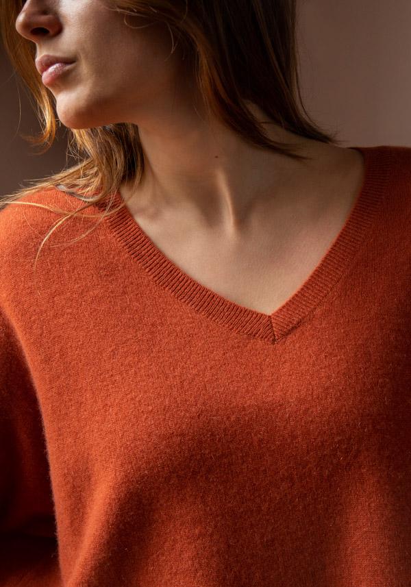 Rose & Lini ABSOLUT CASHMERE “PONCHO CAMILLE” CINNAMON Saldi Di Fabbrica