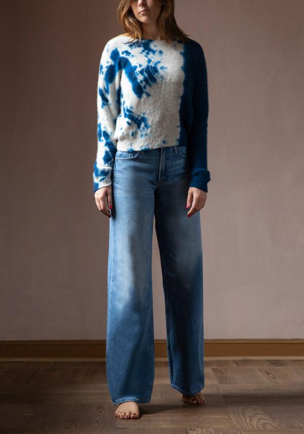 Rose & Lini SUZUSAN CASHMERE “PULL 3027” BLUE & GREY Vendite Flash