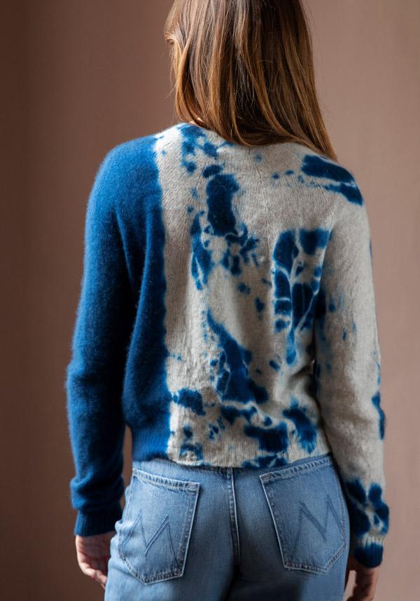 Rose & Lini SUZUSAN CASHMERE “PULL 3027” BLUE & GREY Vendite Flash