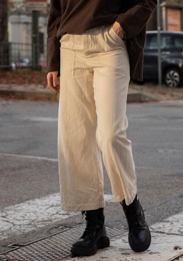 Rose & Lini RISA NAKAMURA COTTON “TROUSERS D” WHITE Nuova