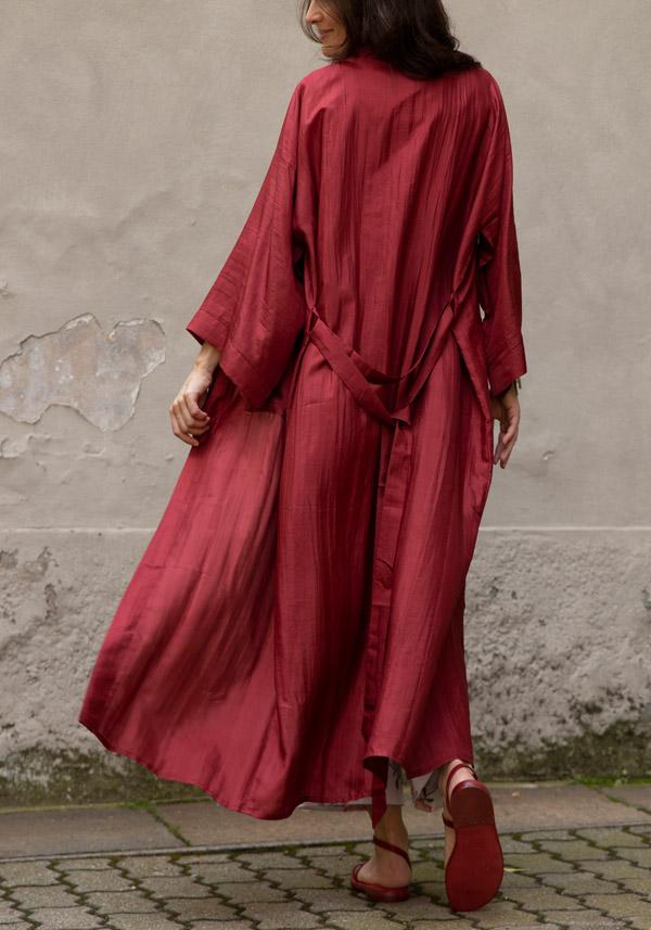 Rose & Lini THE ROSE IBIZA SILK “GOWN KIMONO” BRICK RED 2025