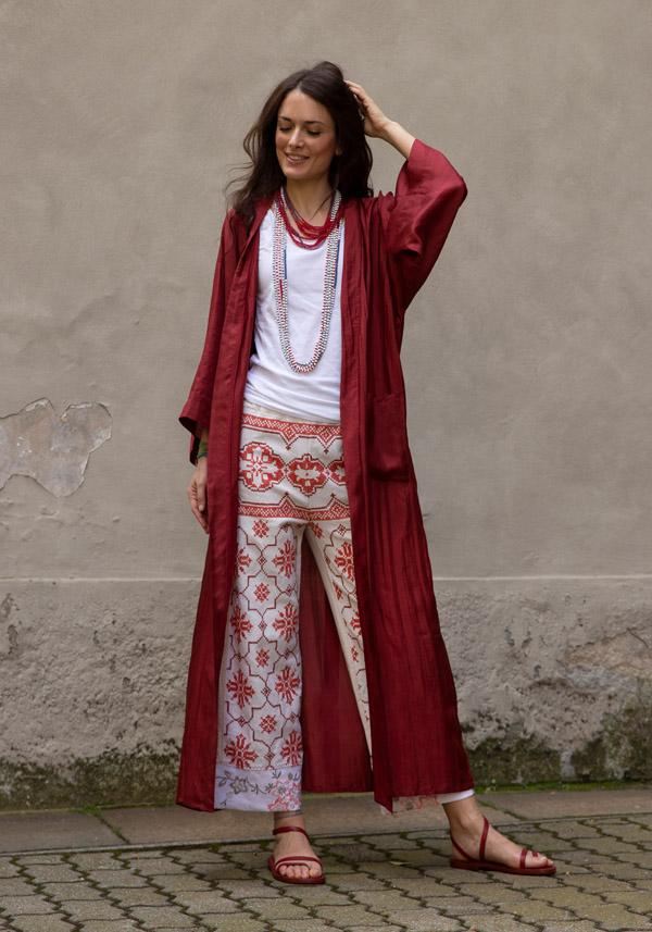Rose & Lini THE ROSE IBIZA SILK “GOWN KIMONO” BRICK RED 2025