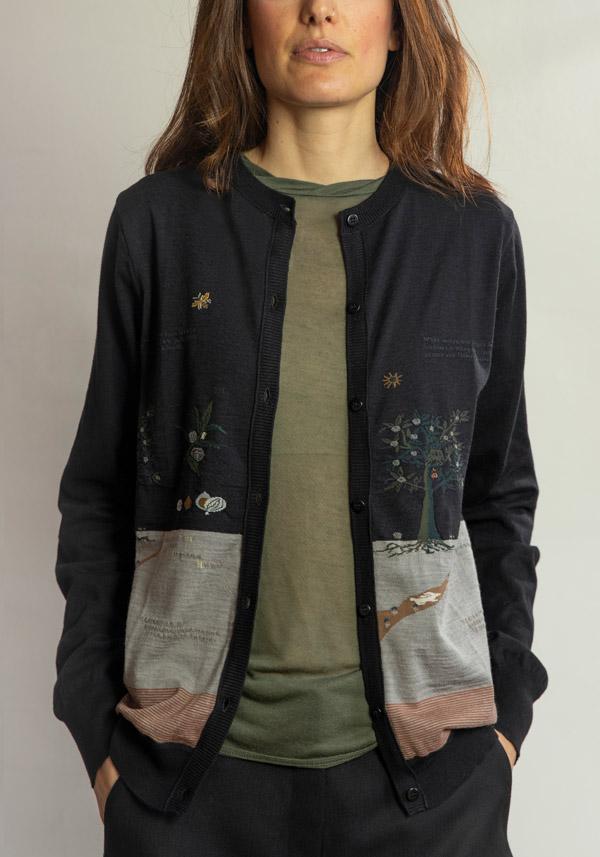 Rose & Lini ANTIPAST COTTON & CASHMERE “CARDIGAN NF104-790” BLACK Spedizione Gratuita