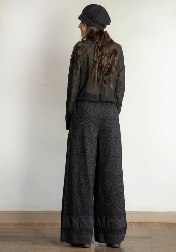 Rose & Lini ANTIPAST COTTON & SILK EMBROIDERED “TROUSERS EP210” BLACK Pezzi Unici