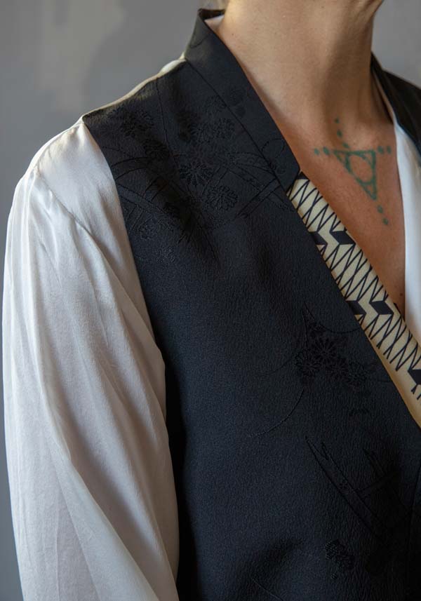 Rose & Lini IBRIGU SILK “GILET 011K” BLACK & WHITE Qualità Garantita