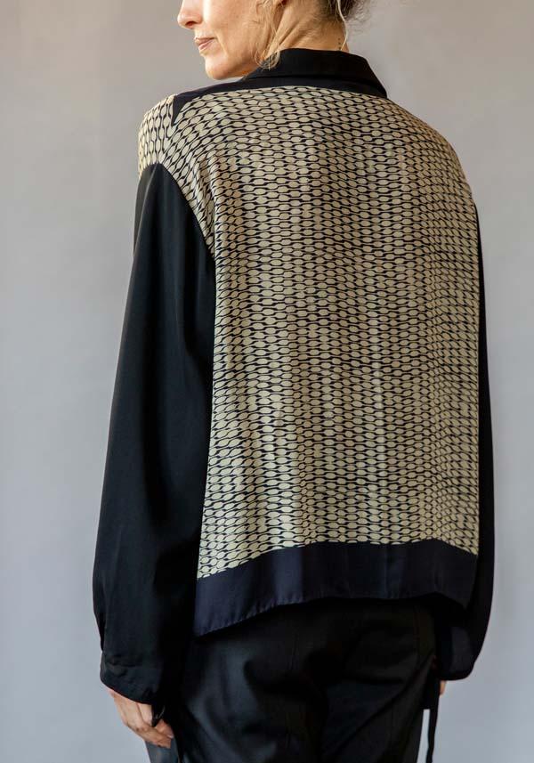 Rose & Lini IBRIGU SILK “SHIRT CM171” BEIGE & BLACK Acquista Ora