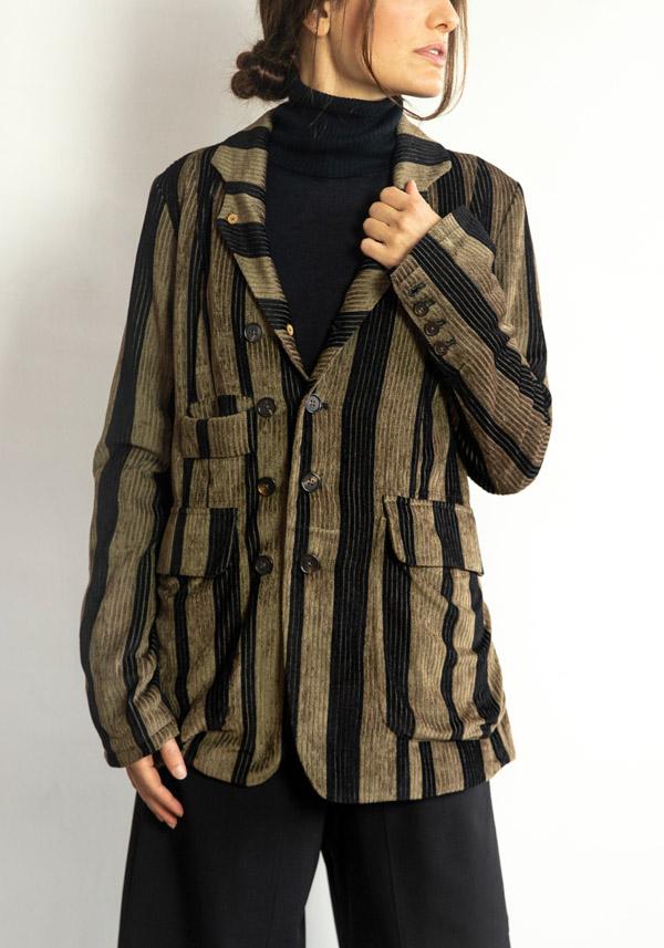 Rose & Lini ALEKSANDR MANAMIS STRIPED “JACKET 1692” BLACK & BROWN Shopping Online