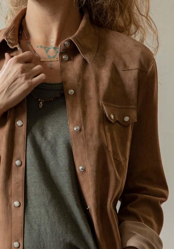 Rose & Lini DAD MILANO SUEDE “WESTERN SHIRT” CARAMEL Novità