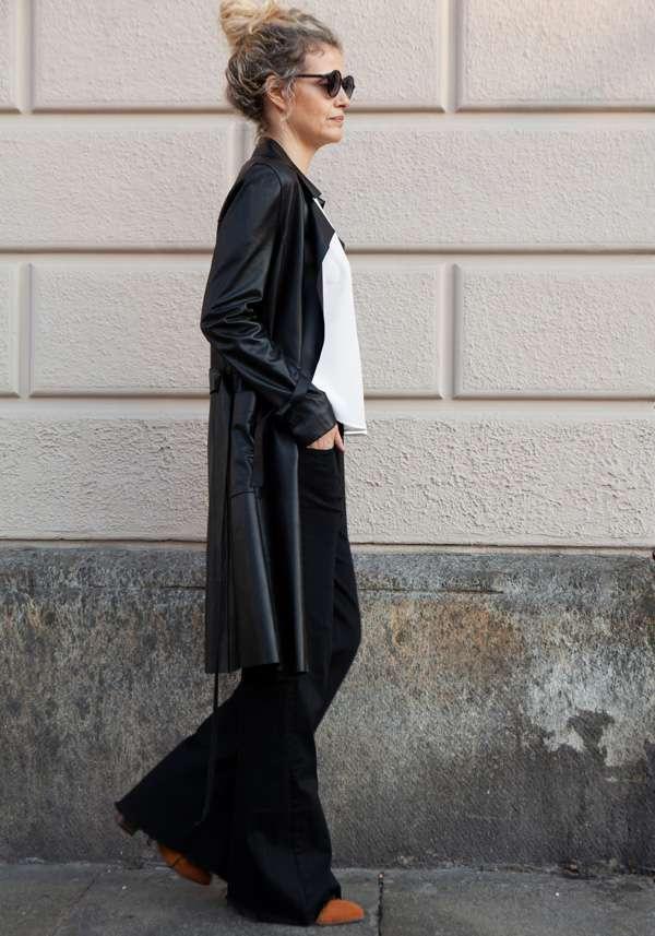 Rose & Lini GIORGIO BRATO BLACK LEATHER TRENCH 13036 In Saldo