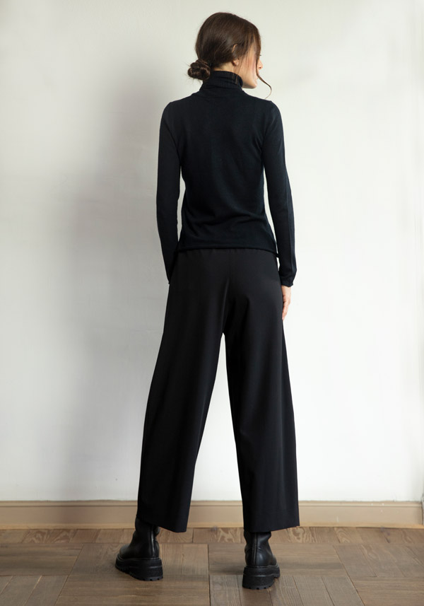 Rose & Lini CRISTINA BONFANTI WOOL “BRENTA” BLACK PANTS In Linea