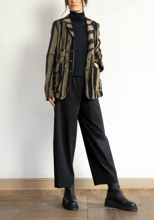 Rose & Lini CRISTINA BONFANTI WOOL “BRENTA” BLACK PANTS In Linea