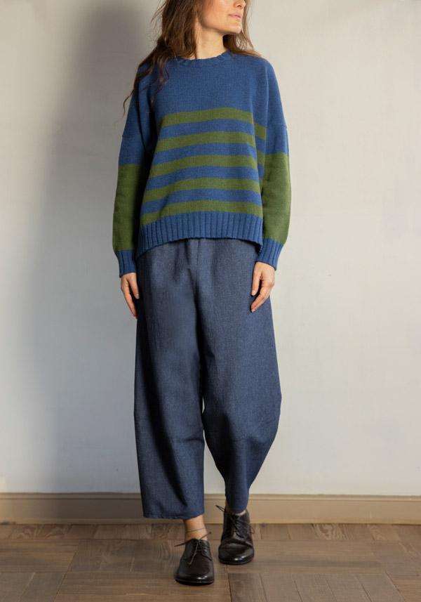 Rose & Lini CRISTINA BONFANTI WOOL “DIDO” DENIM PANTS Nuovo