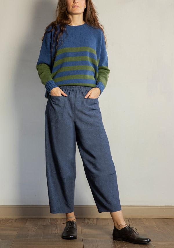 Rose & Lini CRISTINA BONFANTI WOOL “DIDO” DENIM PANTS Nuovo