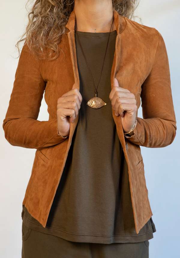 Rose & Lini GIORGIO BRATO CAMEL SUEDE JACKET 9593 Qualità