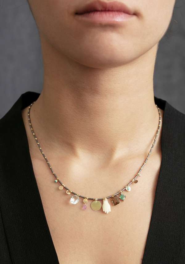 Rose & Lini 5 OCTOBRE “GARY” MULTIPLE CHARMS NECKLACE Qualità Garantita