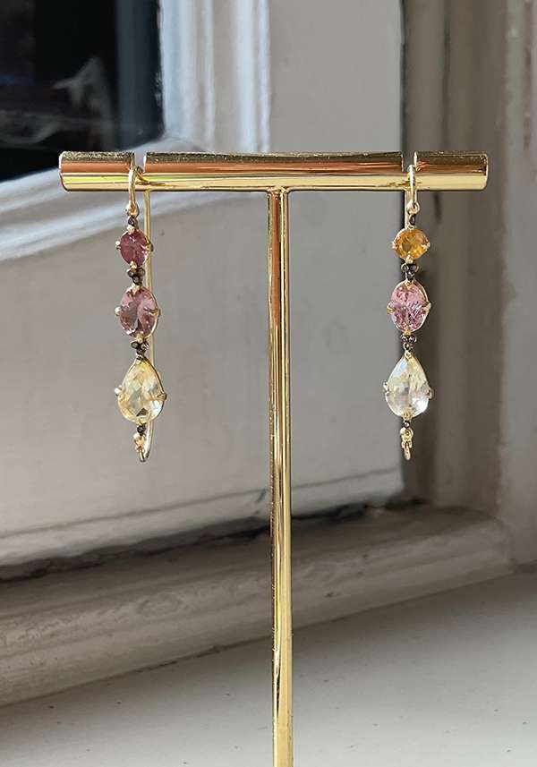 Rose & Lini 5 OCTOBRE “PAOLA 33” GOLD & MULTICOLOR GEMSTONES EARRINGS Promozione Limitata