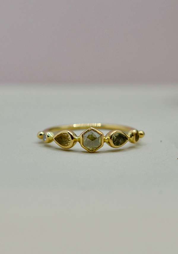 Rose & Lini DORETTE TOURMALINE & DIAMONDS “BAGUE SIMPLE” GOLD RING Prezzo Ridotto