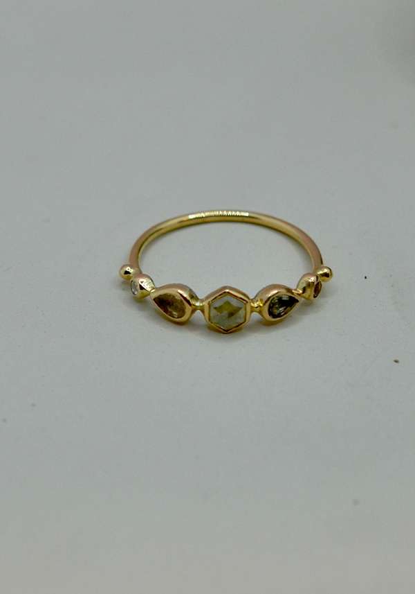Rose & Lini DORETTE TOURMALINE & DIAMONDS “BAGUE SIMPLE” GOLD RING Prezzo Ridotto