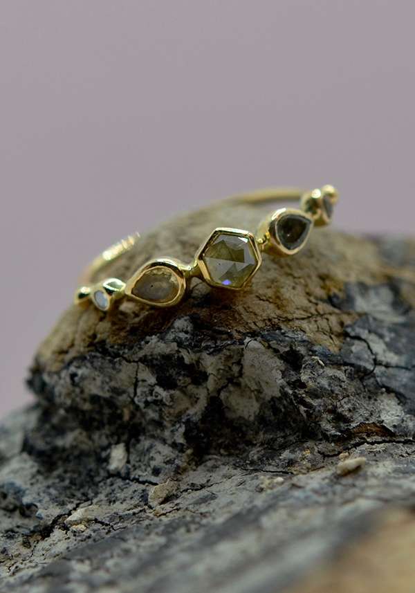 Rose & Lini DORETTE TOURMALINE & DIAMONDS “BAGUE SIMPLE” GOLD RING Prezzo Ridotto