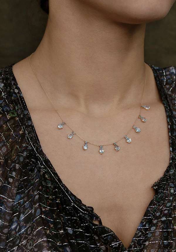 Rose & Lini 5 OCTOBRE “JULIAN” AQUAMARINE & DIAMONDS NECKLACE Sottocosto