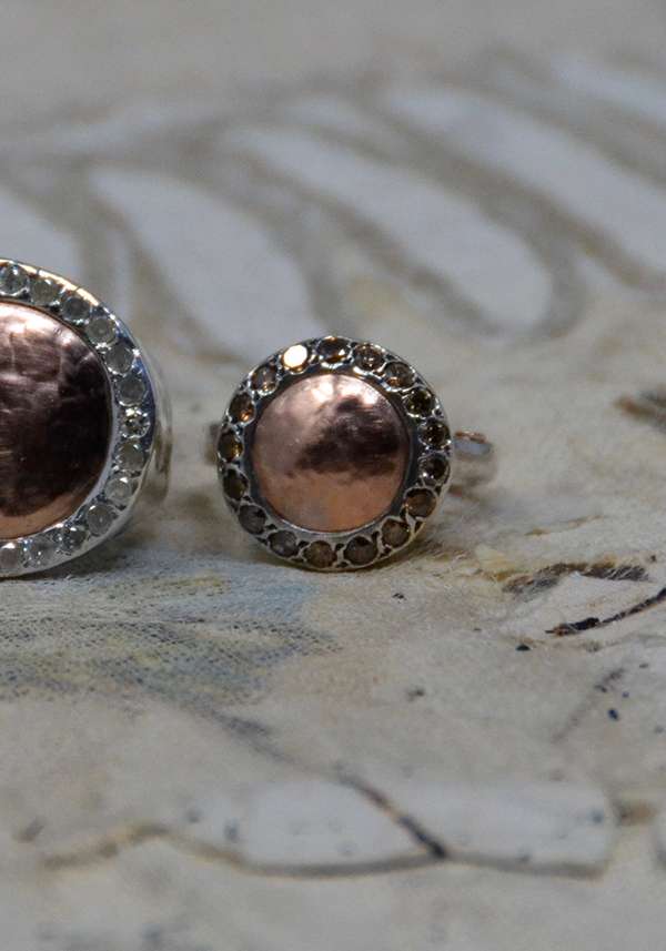 Rose & Lini ROSAMARIA SILVER PINK GOLD & DIAMONDS “JULIA” RING Convenienza