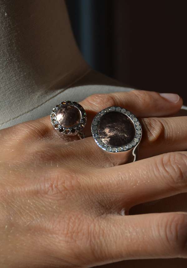 Rose & Lini ROSAMARIA SILVER PINK GOLD & DIAMONDS “JULIA” RING Convenienza
