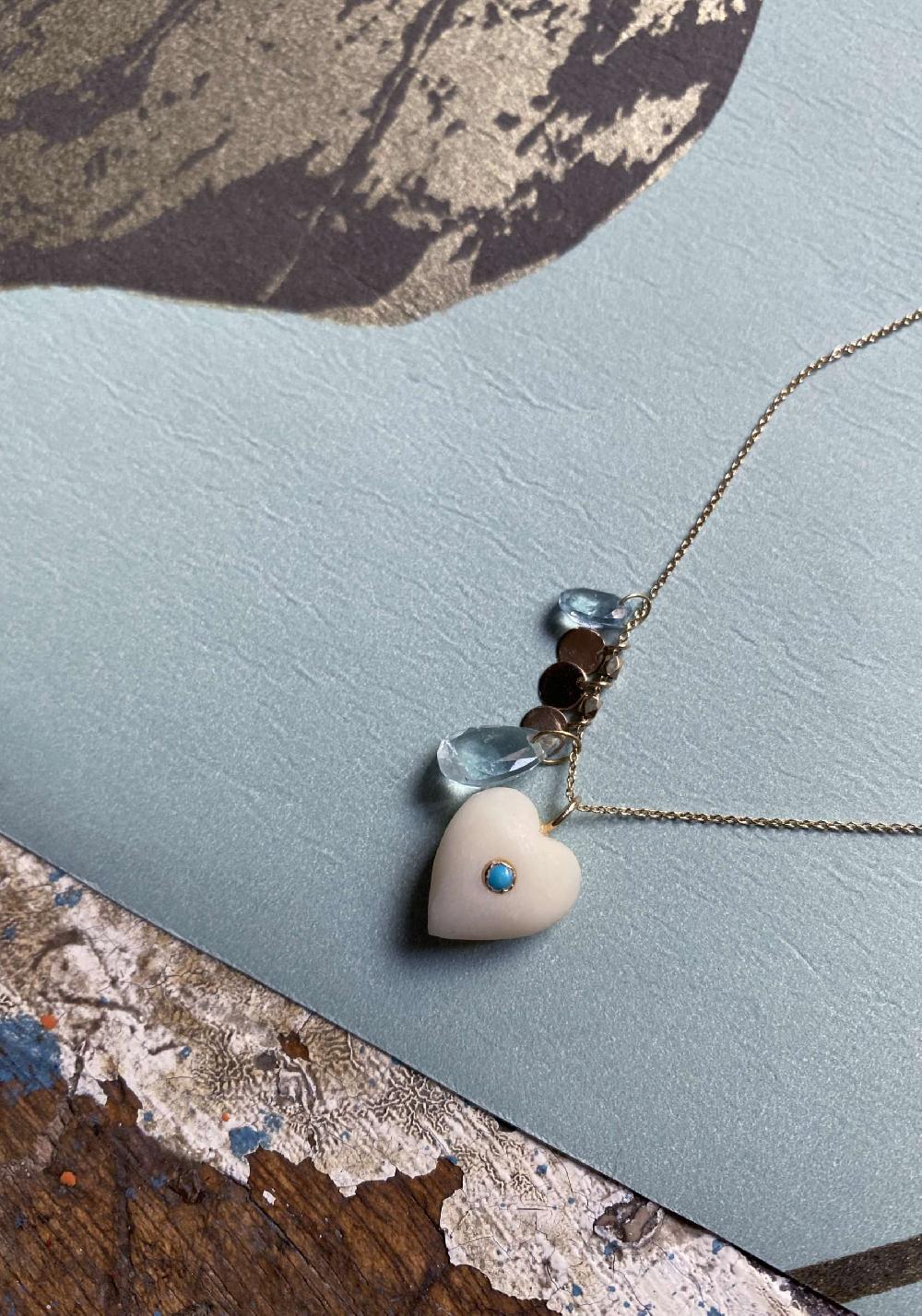 Rose & Lini 5 OCTOBRE “COEUR” TURQUOISE NECKLACE In Vendita