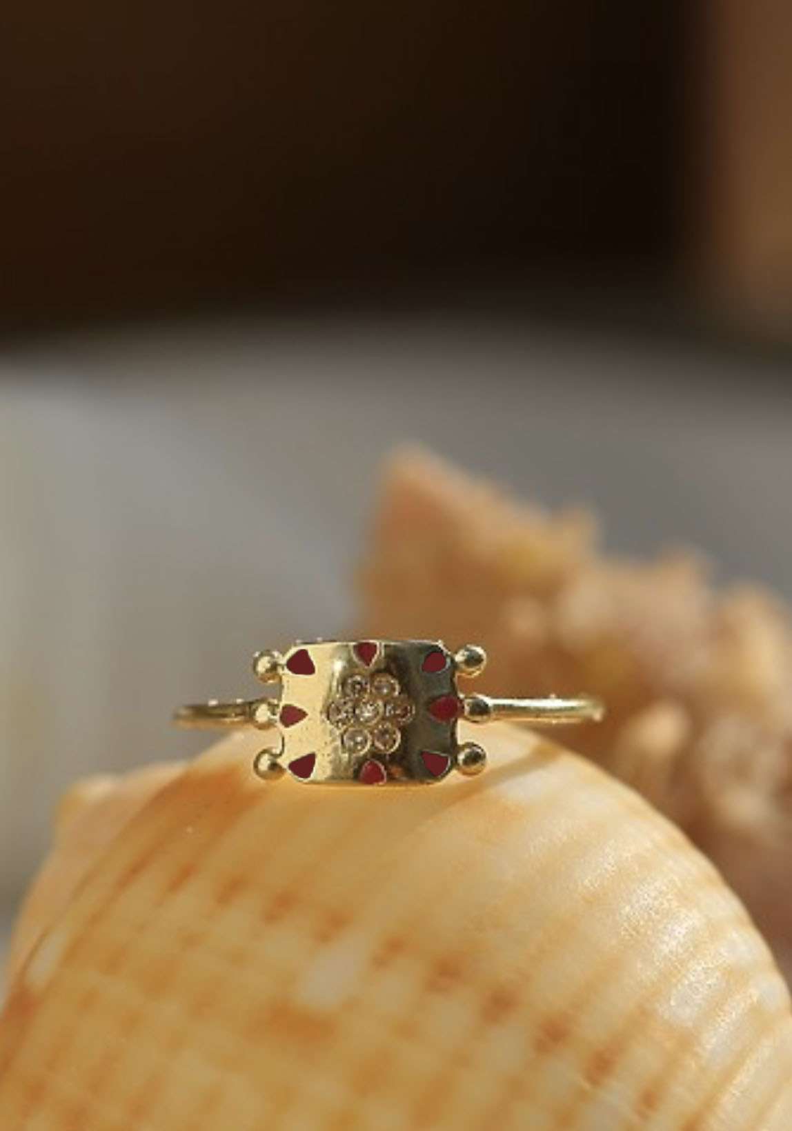 Rose & Lini 5 OCTOBRE “EMA” DIAMOND & ENAMEL GOLD RING Saldi