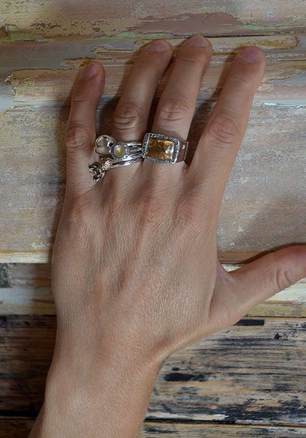 Rose & Lini ROSAMARIA SILVER GOLD & DIAMONDS “NASMA” RING Vendita Calda