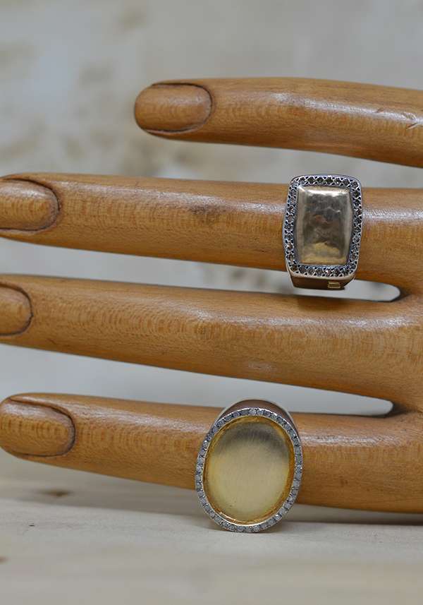 Rose & Lini ROSAMARIA SILVER GOLD & DIAMONDS “NASMA” RING Vendita Calda
