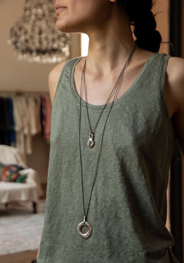 Rose & Lini ROSAMARIA “NHILL” PRASIOLITE PENDANT SILVER NECKLACE In Saldo