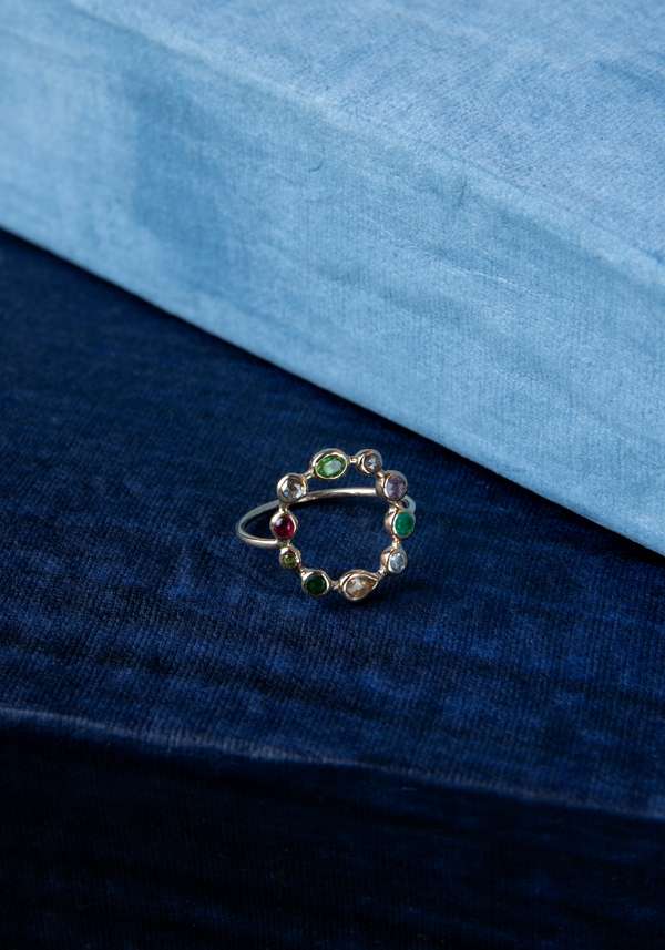 Rose & Lini DORETTE MULTICOLOR “BAGUE COURONNÉE” GOLD RING Qualità