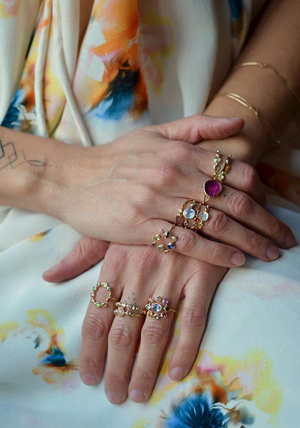 Rose & Lini DORETTE MULTICOLOR “BAGUE COURONNÉE” GOLD RING Qualità